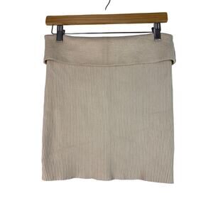 House of Harlow 1960 Women's‎ M Beige Ribbed High Waist Pencil Skirt *